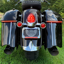 Run & Brake Auxiliary LED Saddlebag Lights with Chrome Trim for Classic Style Indian Motorcycles