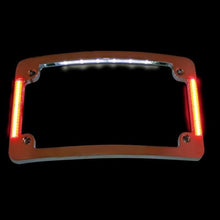 Tri-Horizontal or Radius Motorcycle Plate Frames with Auxiliary LEDs & Tag Illumination